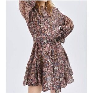 Chufy Nile Tales Thomas Tie Waist Mini Dress - Small